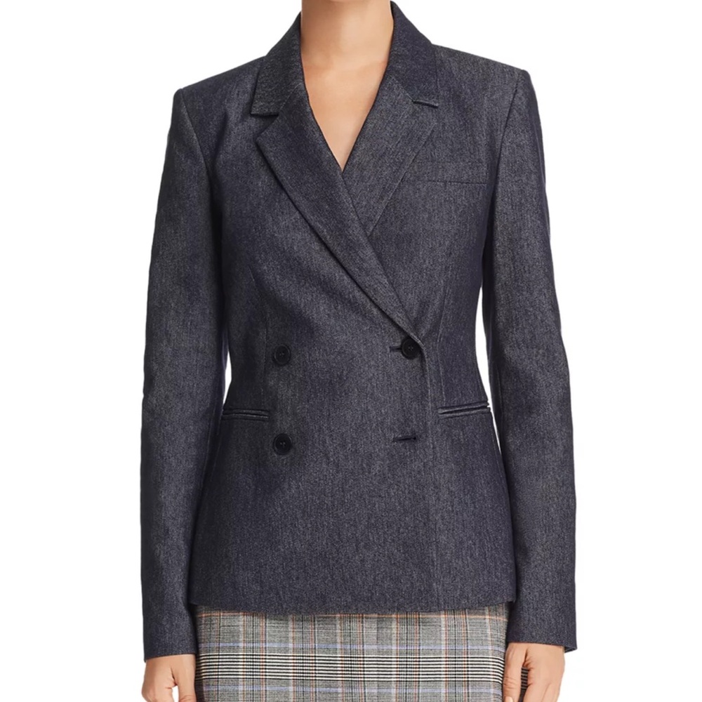 Theory Double-Breasted Denim Blazer
